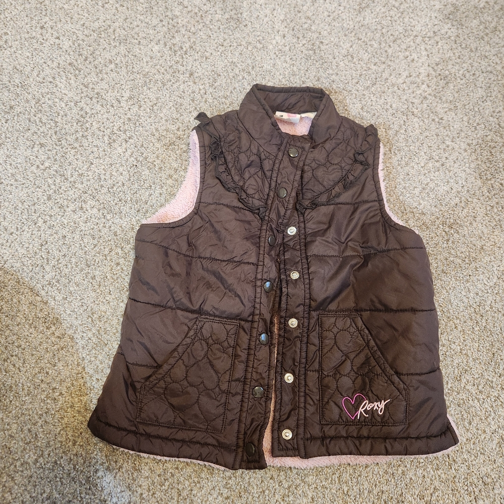 Roxy Chocolate Quilted Vest with Blush Lining